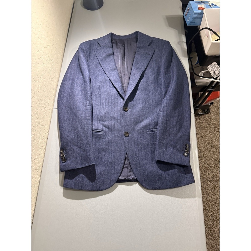 SuiteSupply Blazer Men's 48R Navy Stripe Wool Jacket Coat Vitale Barberis